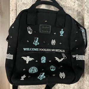 Disney Parks Loungefly Haunted Mansion Canvas Backpack Leota Hatbox Ghost